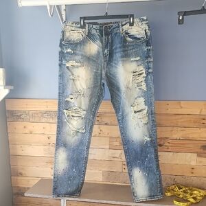 Distressed Blue Relaxed Fit Jeans